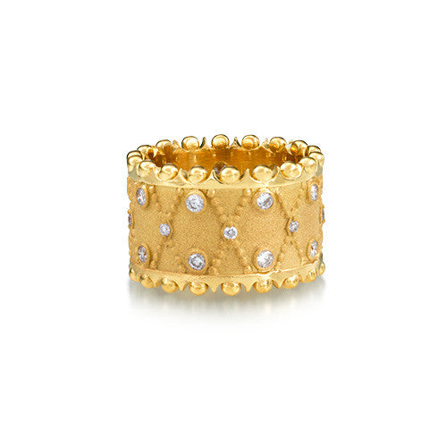 NEW 18K Yellow Gold Diamond Crown buy Ring