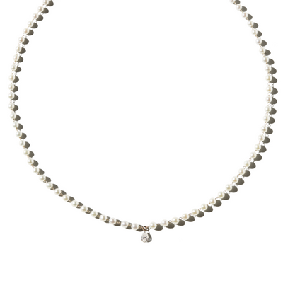 Mizuki Diamond Pear and Floating Pearl Necklace