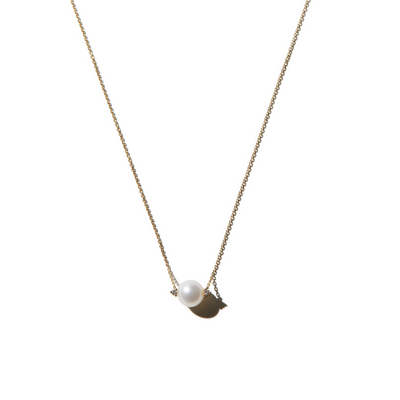 Mizuki Single Freshwater Pearl with Diamonds Necklace