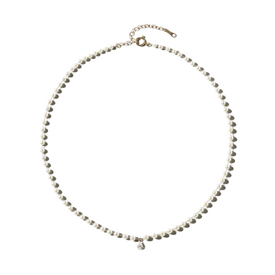 Mizuki Diamond Pear and Floating Pearl Necklace