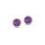 Amethyst & Diamond Round Stud Earrings