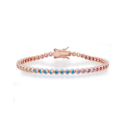 Bezel Set Rainbow Tennis Bracelet