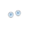 Blue Topaz & Diamond Round Stud Earrings