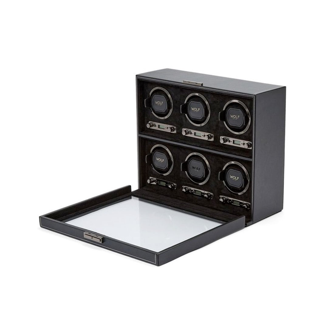 12+6 Pieces Watch Winder in Walnut Wooden Finish, LUKDOF - WATCHWINDERMALL