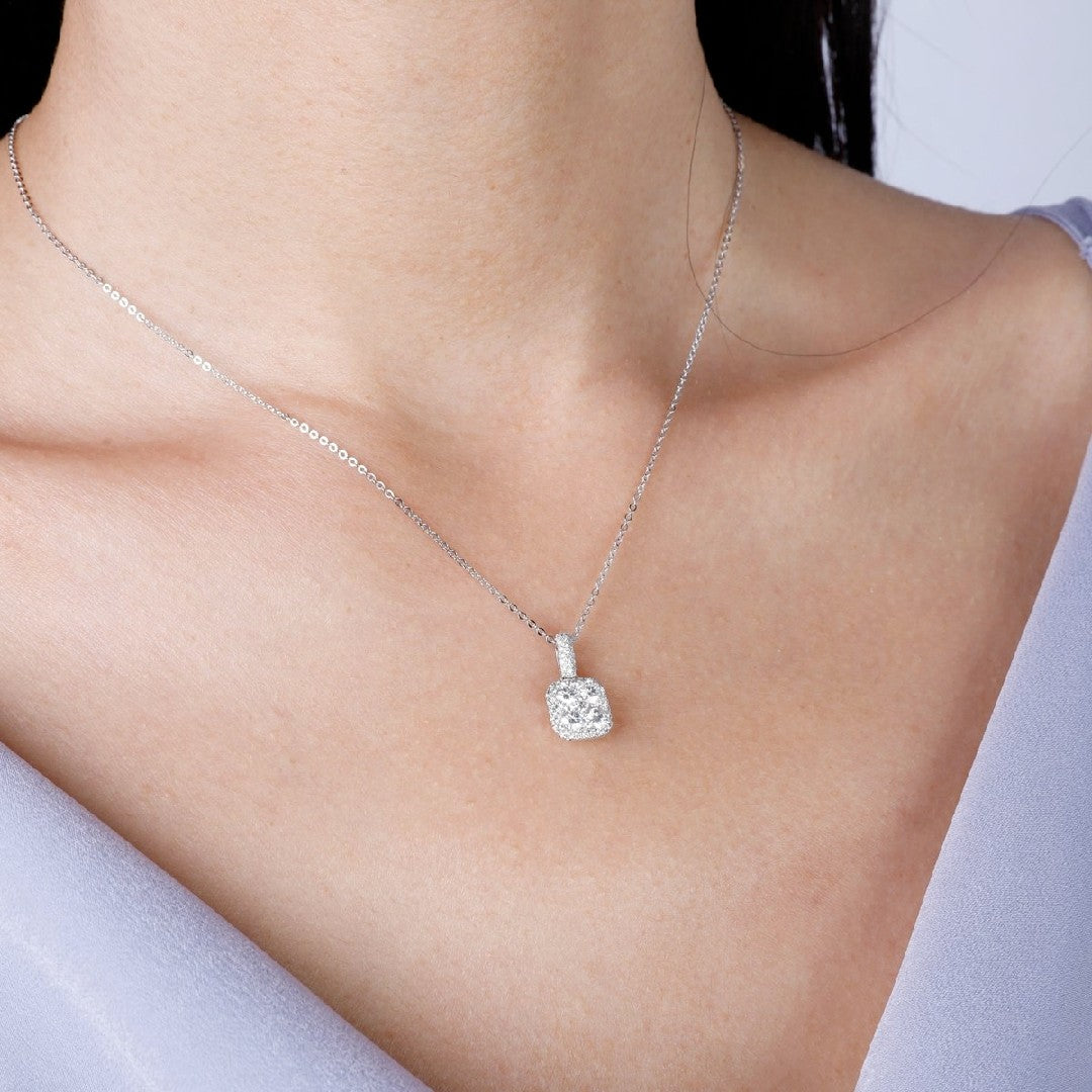 Cluster Diamond Cushion Pendant Necklace Desires by Mikolay