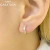 Shy Creation Baguette & Round Diamond Huggie Hoops