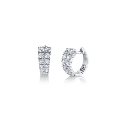 Shy Creation Diamond Double Row Tapered Huggie Earrings