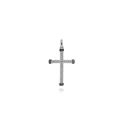 Gabriel & Co. Black Spinel Twisted Rope Cross Pendant