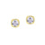 White Topaz & Diamond Cushion Stud Earrings