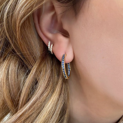 Jane Taylor Inside-Out Hoops with Blue Sapphire