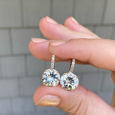 Jane Taylor White Topaz & Diamond Drop Earrings