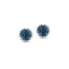 London Blue Topaz & Diamond Round Stud Earrings