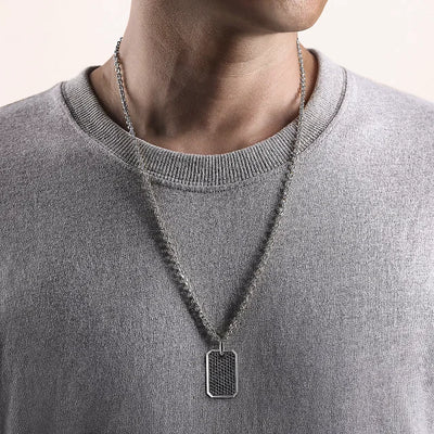 Gabriel & Co. Men's Black Spinel Dog Tag Pendant