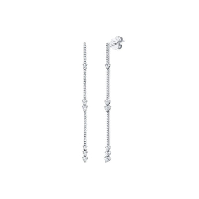 Shy Creation Pave Diamond Linear Drop Earrings