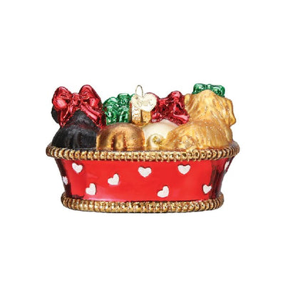 Old World Christmas Puppies In A Basket Ornament