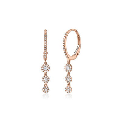 Shy Creation Triple Diamond Circles Drop Earrings