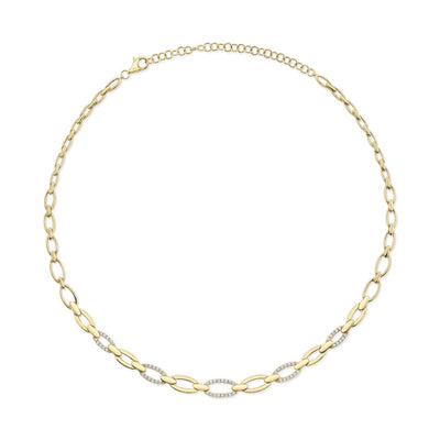 Shy Creation Alternating Diamond Link Necklace