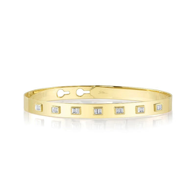 Shy Creation Baguette Diamond Latch Lock Bangle