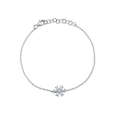 Shy Creation Baguette Diamond Snowflake Bracelet