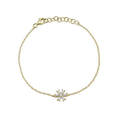 Shy Creation Baguette Diamond Snowflake Bracelet