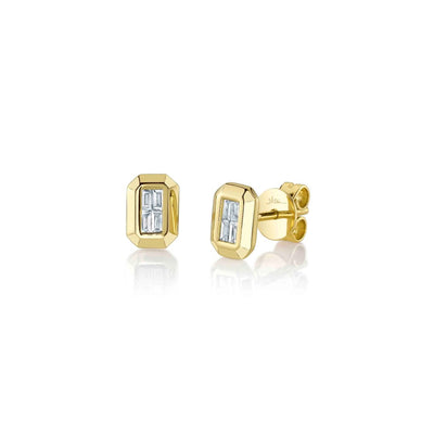 Shy Creation Baguette Diamond Geo Cut Earrings