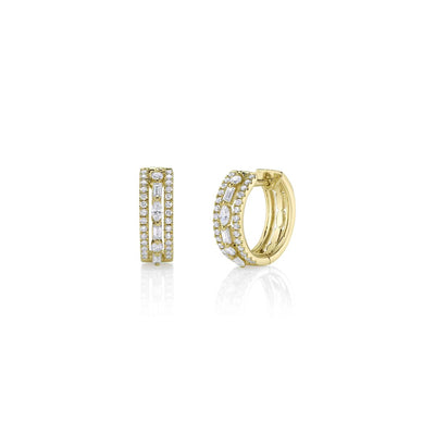 Shy Creation Baguette & Marquise Diamond Hoops