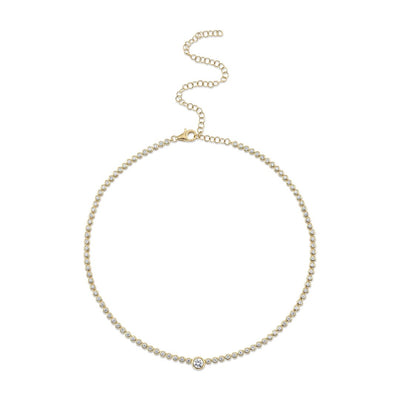 Shy Creation Bezel Diamond Tennis Necklace