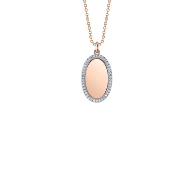 Shy Creation Brushed Oval Diamond Necklace