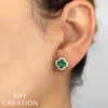 Shy Creation Emerald & Diamond Clover Earrings