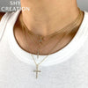 Shy Creation Five Diamond Cross Necklace