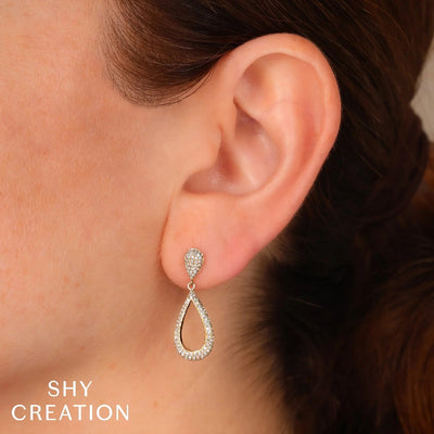 Shy Creation Diamond Pear Drop Earrings