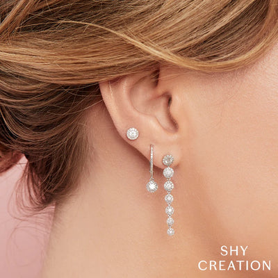 Shy Creation Diamond Disc Leverback Earrings