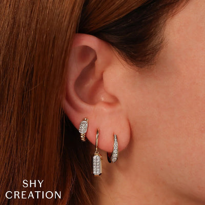 Shy Creation Graduated Diamond Hoops