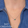 Shy Creation Emerald Pear & Diamond Necklace