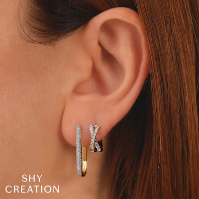 Shy Creation Oval Diamond Hoops