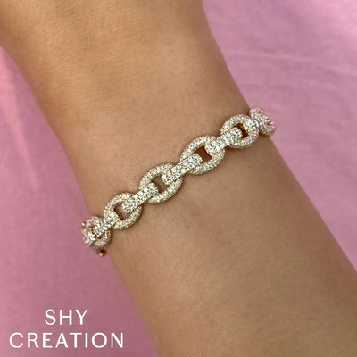 Shy Creation Pave Diamond Link Bangle