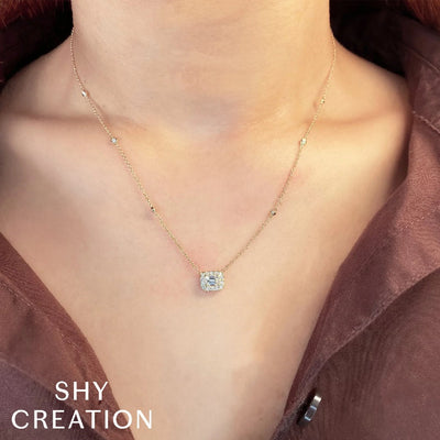 Shy Creation Emerald Cut Diamond Necklace