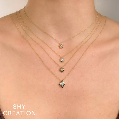 Shy Creation Four Point Diamond Star Necklace