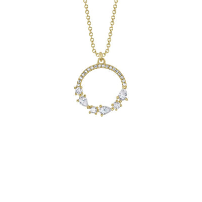 Shy Creation Diamond Pear Circle Necklace