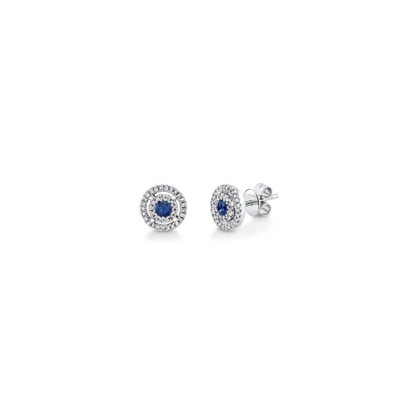 Diamond & Sapphire Round Studs - Desires by Mikolay