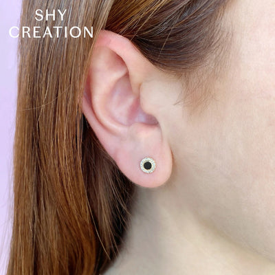 Shy Creation Diamond Halo Disc Studs