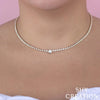 Shy Creation Bezel Diamond Tennis Necklace