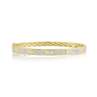 Shy Creation Emerald Cut Diamond Pave Bangle