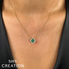 Shy Creation Emerald & Diamond Clover Necklace