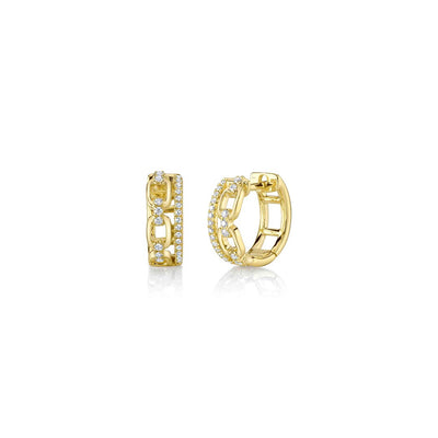 Shy Creation Diamond Link Huggie Hoops