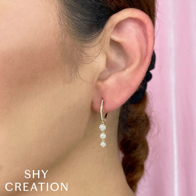 Shy Creation Triple Diamond Circles Drop Earrings