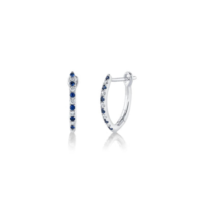 Shy Creation Sapphire & Diamond Marquise Hoops