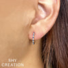 Shy Creation Sapphire & Diamond Marquise Hoops