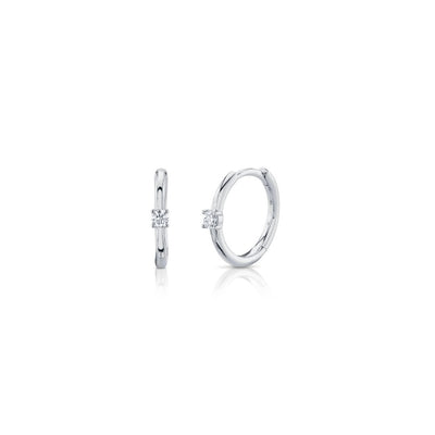 Shy Creation Single Diamond Huggie Hoops