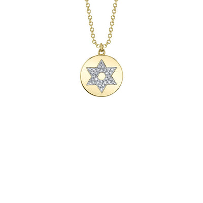 Shy Creation Star of David Diamond Disc Necklace